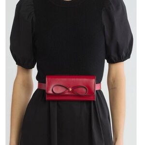 Kate Spade New York Genuine Leather Adjustable Belt Bag Red Size S/M